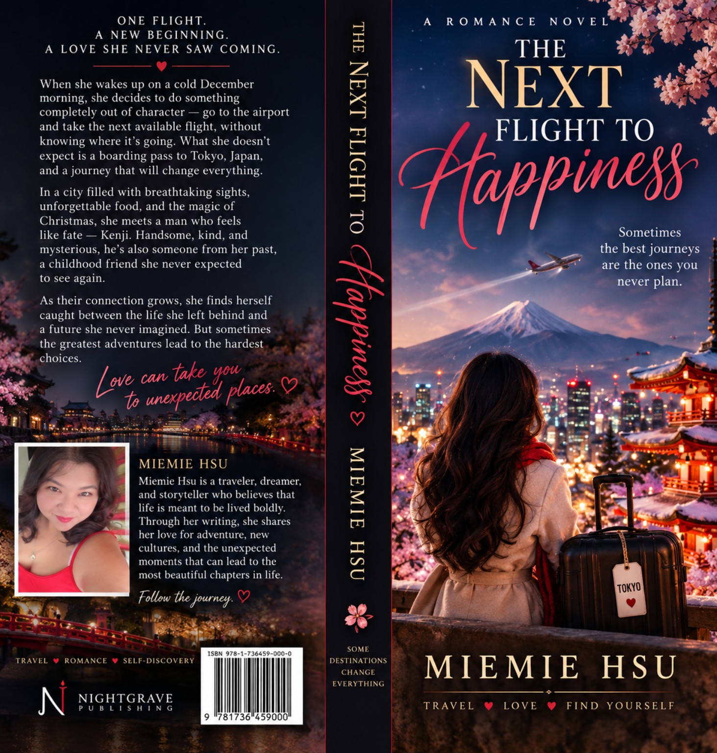 The complete front cover of The Next Flight to Happiness by MieMie Hsu